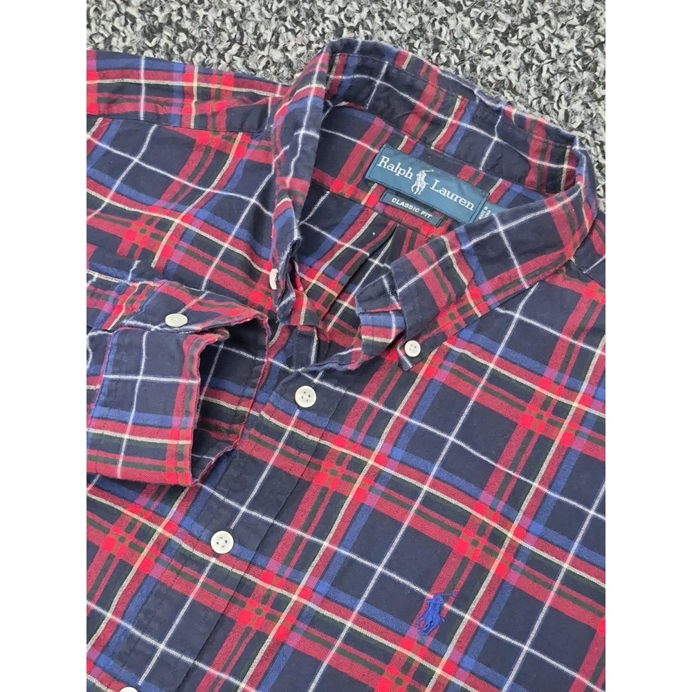 Ralph Lauren Classic Long Sleeve Button Down Mens XL Blue‎ Red Plaid